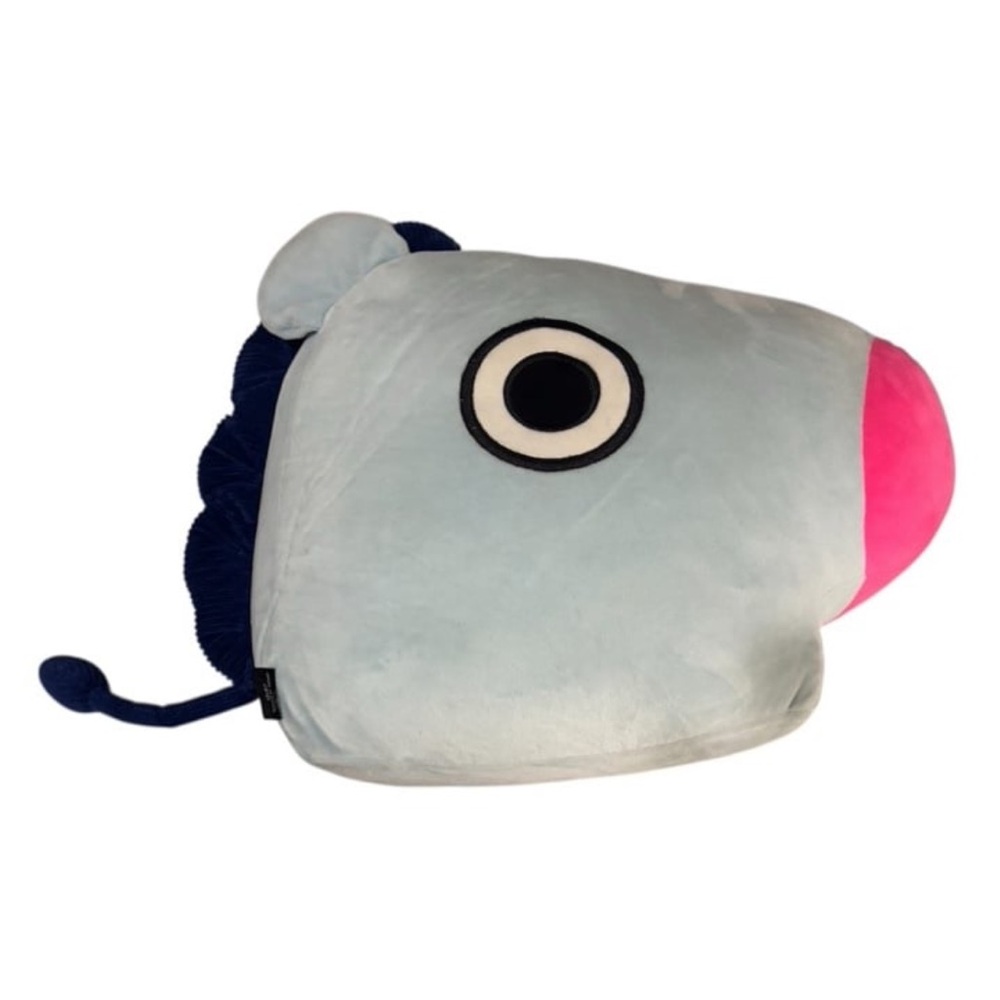 Cute Blue Character Pillow with Pink Nose